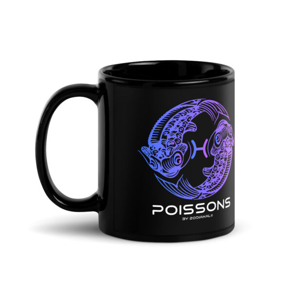 Mug brillant noir - Poissons