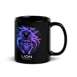 Mug brillant noir - Lion