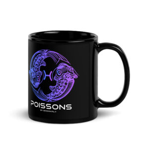 Mug brillant noir - Poissons