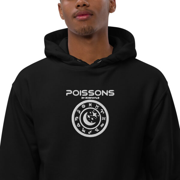 Sweat à capuche Premium Brodé eco friendly – Série Noire | Poissons