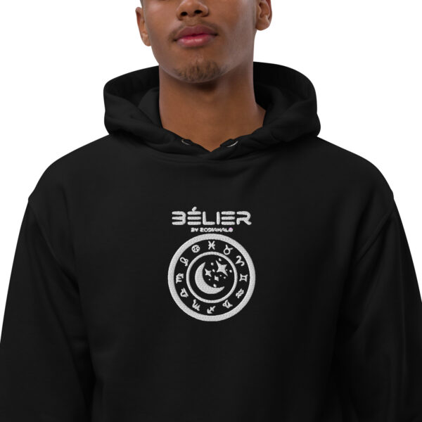 Sweat à capuche Premium Brodé eco friendly – Série Noire | Bélier