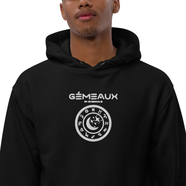 Sweat à capuche Premium Brodé eco friendly – Série Noire | Gémeaux
