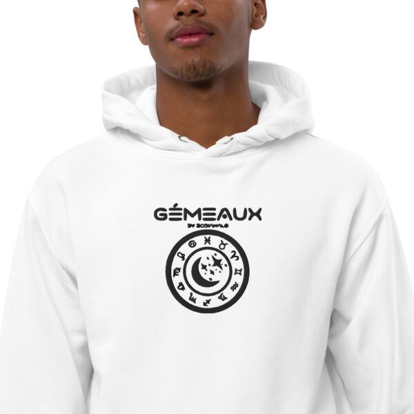 Sweat à capuche Premium Brodé eco friendly – Série Blanche | Gémeaux