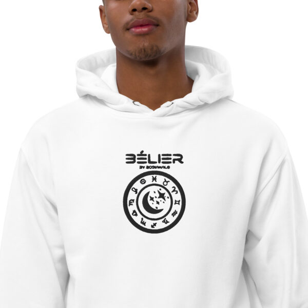 Sweat à capuche Premium Brodé eco friendly – Série Blanche | Bélier